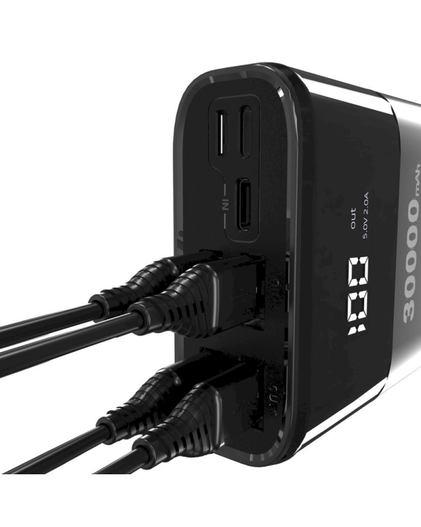 Dudao power bank 4x USB 30000mAh with LCD 4A black (K8Max black)