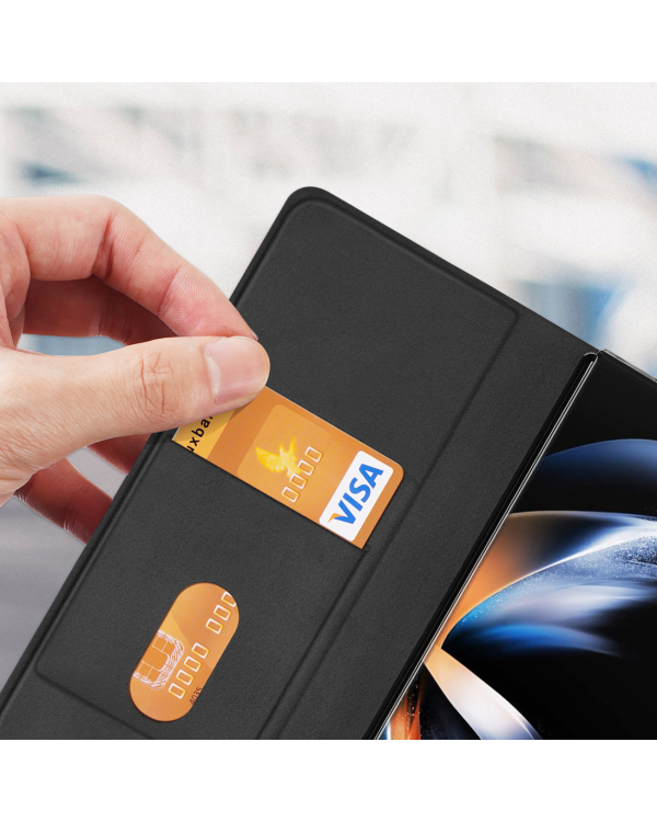 Dux Ducis Bril Leather Flip Wallet Case for Samsung Galaxy Z Fold5 5G - Черный