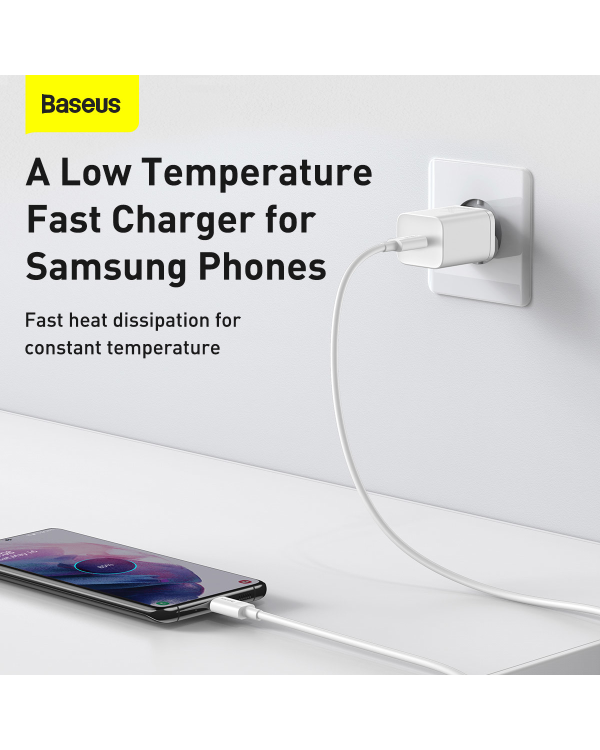 Baseus Super Si Quick Charger 1C 25W с кабелем USB-C для USB-C 1м (белый)