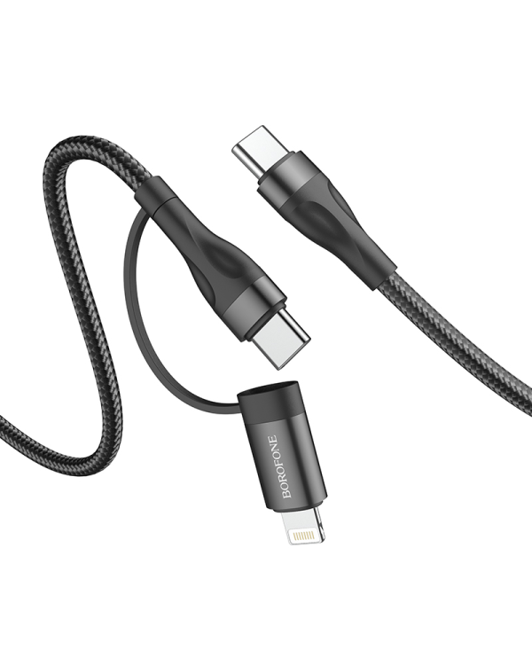 Borofone Cable BX61 Source 2 in 1 - Type C to Type C + Lightning - PD 20W|60W 3A 1 metre black