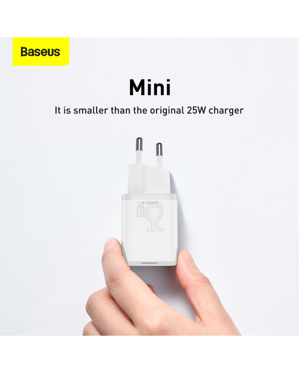 Baseus Super Si Quick Charger 1C 25W с кабелем USB-C для USB-C 1м (белый)
