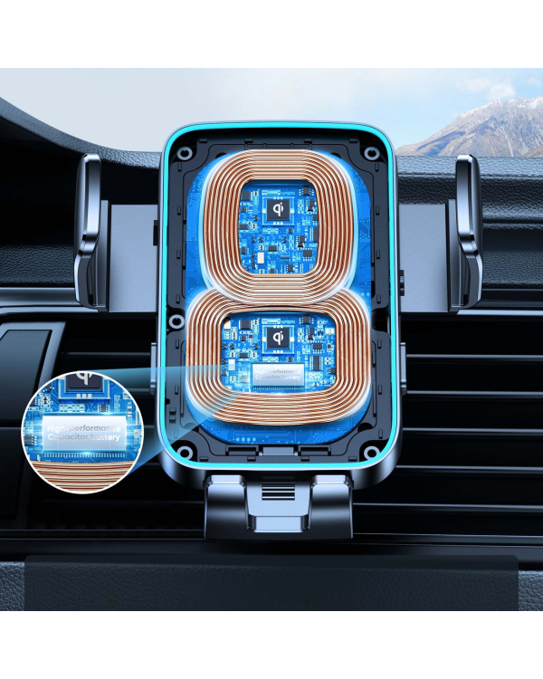 Joyroom JR-ZS246 Dual-Coil Wireless Car Charger Holder (Air Vent)-Black