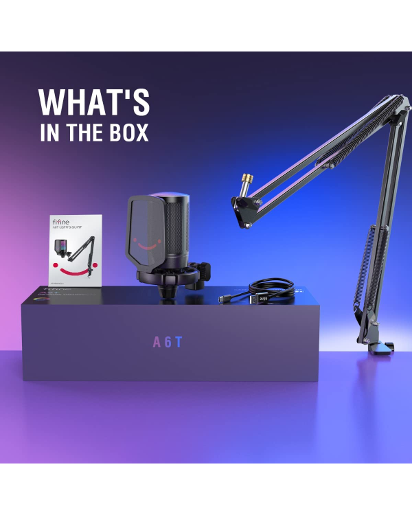 Микрофон Fifine AmpliGame A6T RGB для игр | подкасты | потоки | штатив | черный