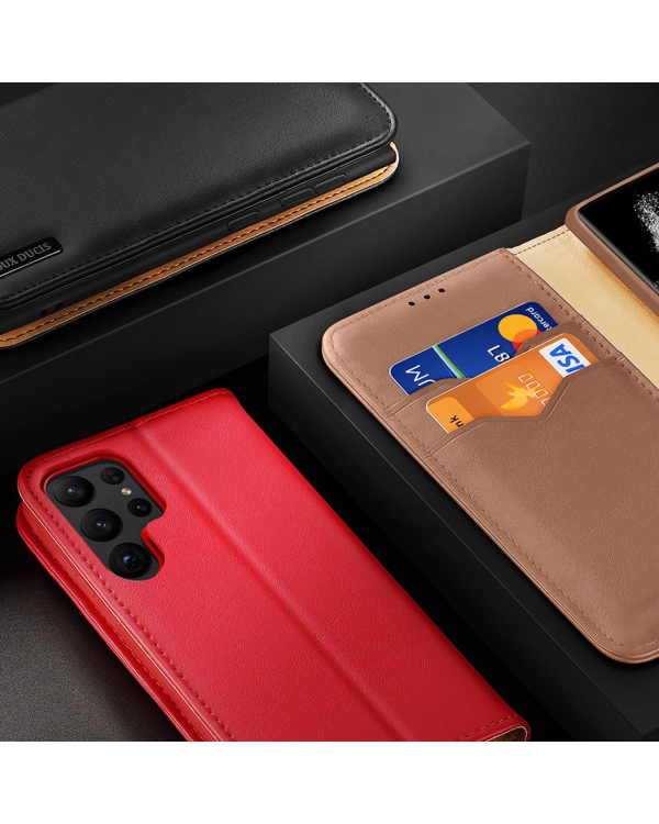 Dux Ducis Hivo case Samsung Galaxy S23+ flip cover wallet stand RFID blocking brown