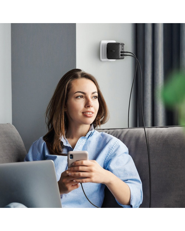 Ugreen fast charger PPS 65W USB / 3x USB Type C QC 3.0 Power Delivery SCP FCP AFC (gallium nitride) сетевое зарядное устройство черное