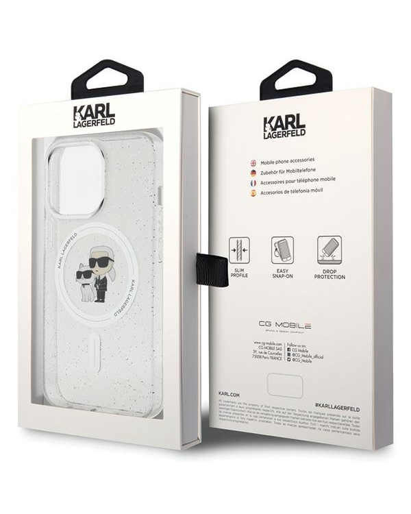 Karl Lagerfeld KLHMP13LHGKCNOT iPhone 13 Pro | 13 6.1" transparent hardcase Karl&Choupette Glitter MagSafe