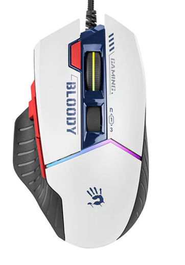 Проводная игровая мышь A4TECH Bloody W95 Max | RGB | 8 кнопок |12000CPI | белый с синим