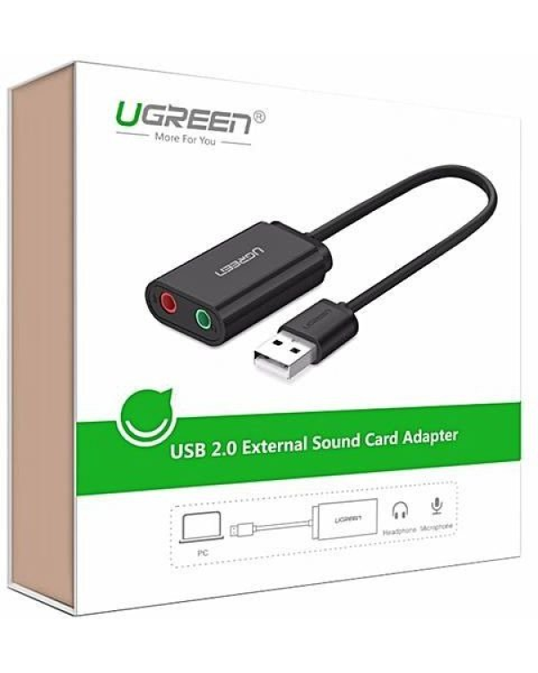External USB audio card UGREEN 15cm (black)