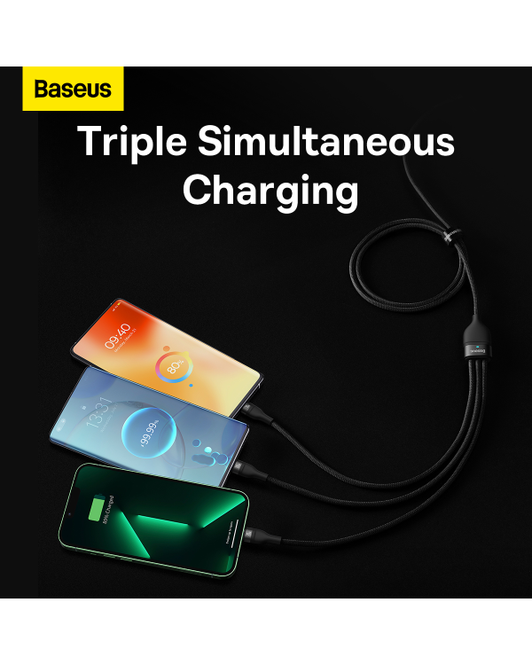 Baseus Flash Series II USB Type C | USB Type A cable - USB Type C | Lightning | micro USB 100 W 1.5 m black (CASS030201)