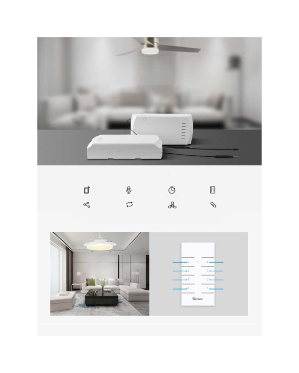 Интеллектуальный контроллер Wi-Fi Sonoff iFan04-H
