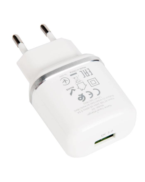 Hoco N3 сетевое зарядное устройство USB / 18W / 3A / Quick Charge 3.0 / белое