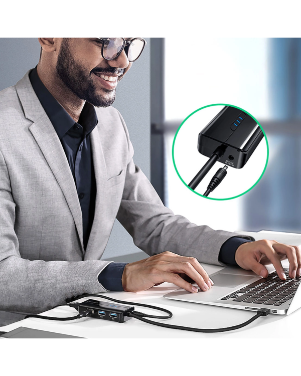 Ugreen 20265 USB-A | RJ45 1000 Mbps HUB 3x USB 3.0 сетевой адаптер - черный