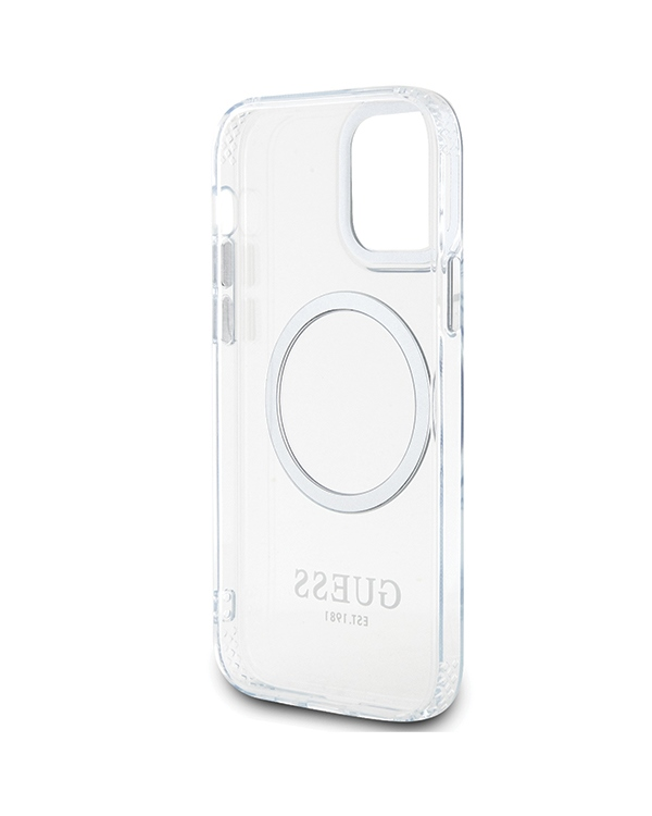 Guess GUHMP12MHTRMS iPhone 12|12 Pro 6.1" |Серебристый жесткий чехол Metal Outline Magsafe