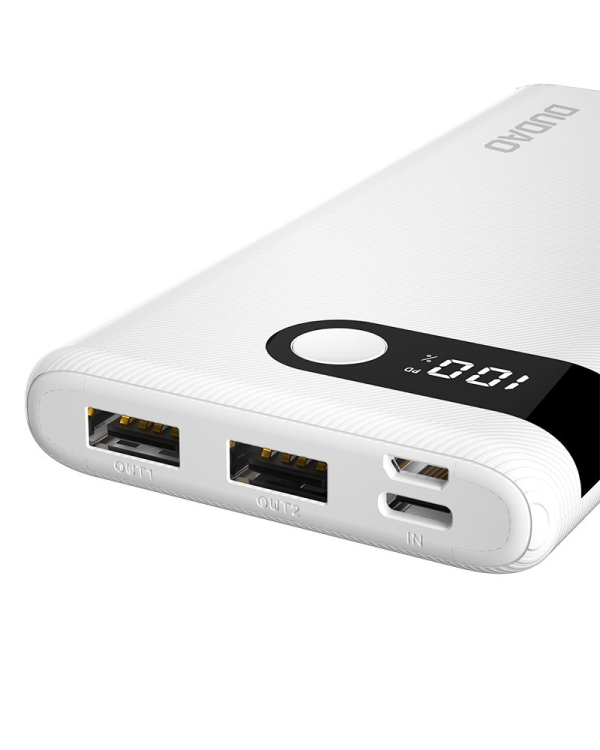Dudao power bank 10000 mAh 2x USB | USB Type C | micro USB 2 A with LED screen black (K9Pro-02)