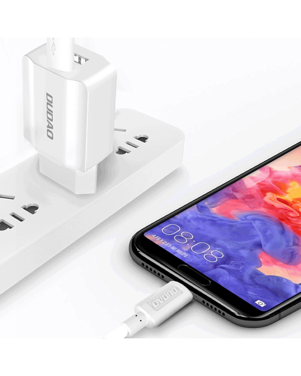 Dudao EU wall charger 2x USB 5V / 2.4A + USB Type C cable white (A2EU + Type-c white)