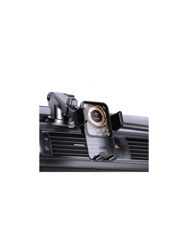 Автомобильный держатель Dudao F19 с зажимом и индуктивным зарядным устройством 15 Вт - черный