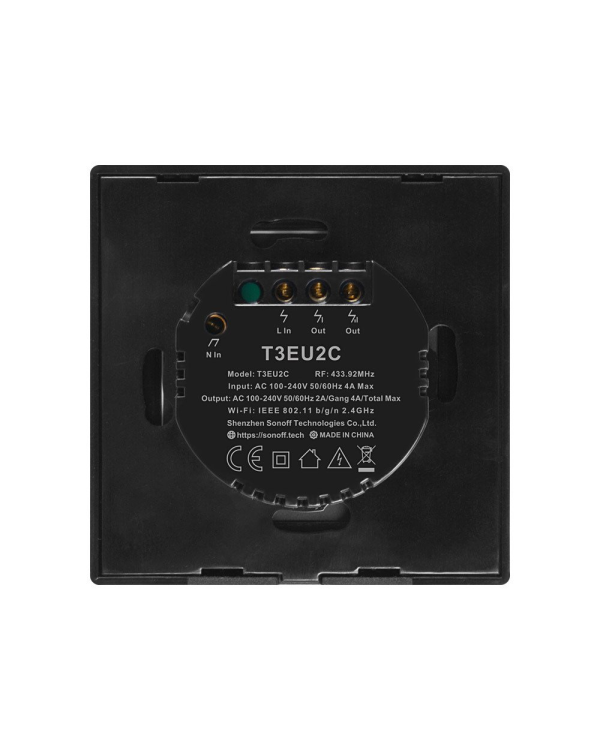 Умный выключатель WiFi + RF 433 Sonoff T3 EU TX (2-канальный)