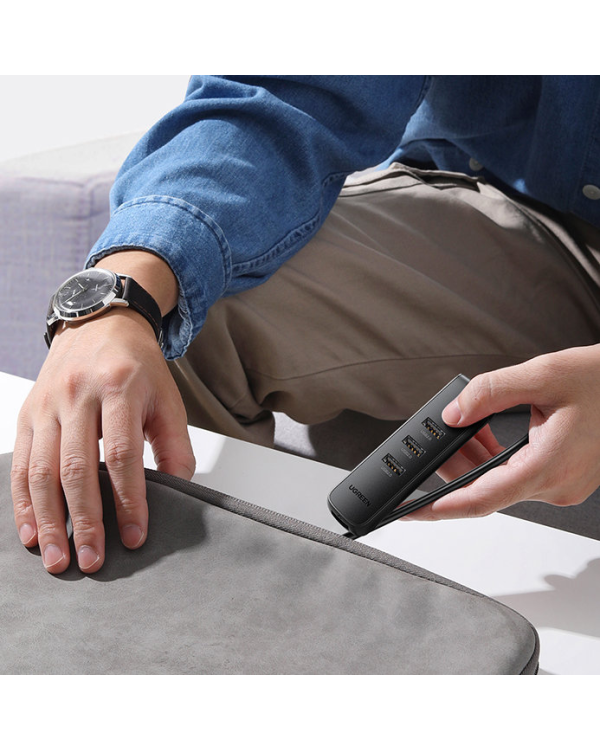 Ugreen adapter USB Type C - Ethernet RJ45 | 3 x USB black adapter (CM416)