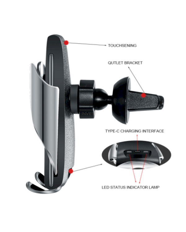Fusion Air Vent Универсальный Держатель C Беспроводной Зарядкой Черный