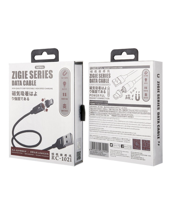 Remax Zigie Magnetic Cable USB For Lightning 3A 1.2m black (RC-102i black)