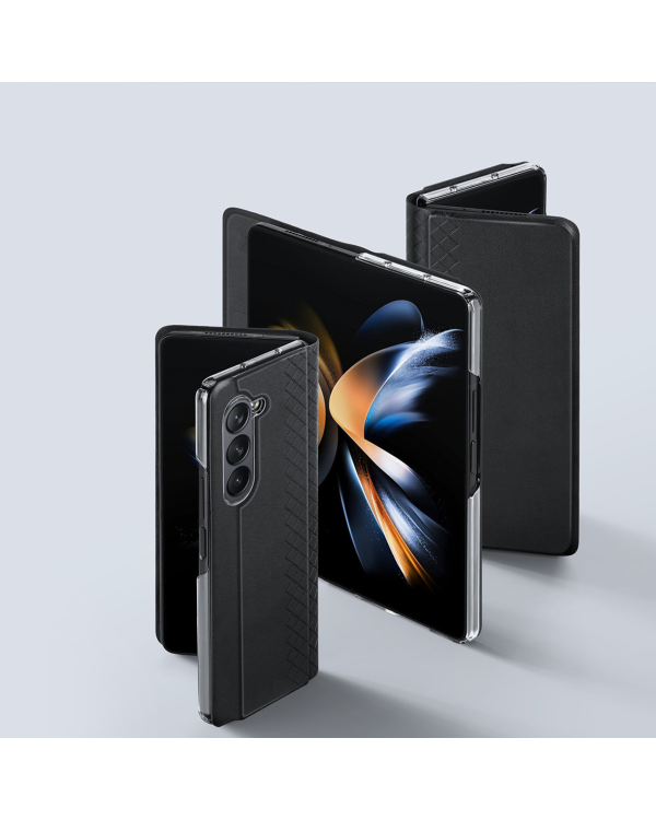 Dux Ducis Bril Leather Flip Wallet Case for Samsung Galaxy Z Fold5 5G - Черный