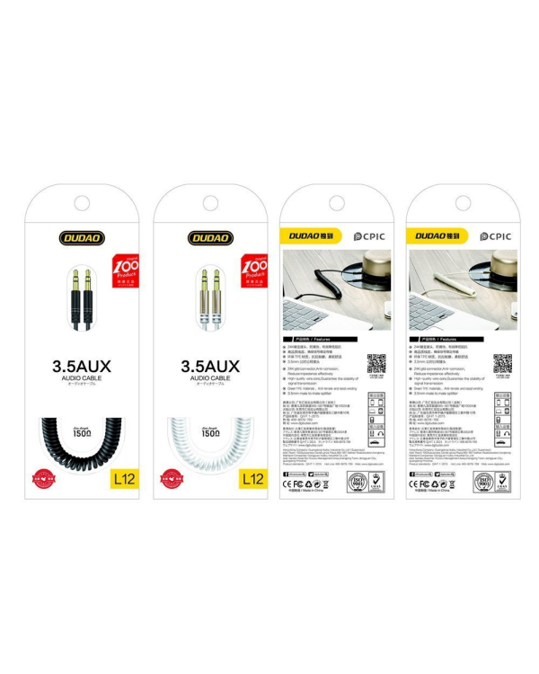 Dudao long extensible AUX mini jack 3.5mm cable spring ~ 170cm black (L12 black)