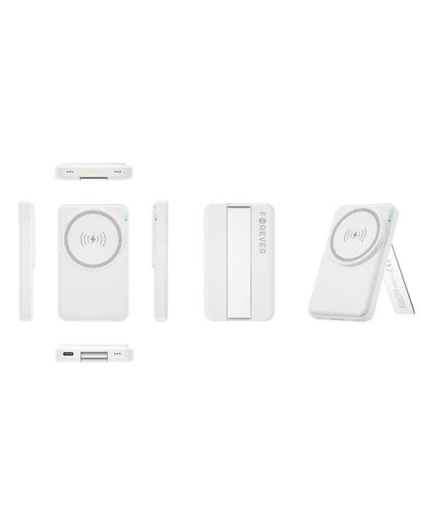 Forever MACS-100 magnetic wireless charging station with power bank white 5in1