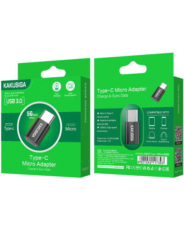 KAKU Adapter KSC-531 Shanxing - Micro USB to Type C - black