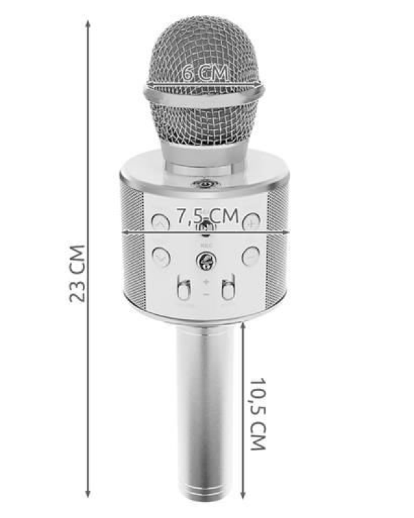 Goodbuy микрофон для караоке со встроенным динамиком bluetooth / 3 Вт / aux / голосовой модулятор / USB / Micro SD серебряный