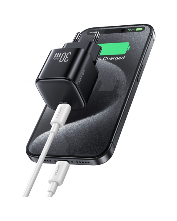 Зарядное устройство USAMS JO Series CC262 30W | USB-C | USB-C to Lightning Cable | 1m | white | damaged package