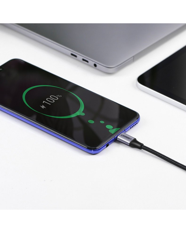 Ugreen angled cable USB Type C - USB Type C Power Delivery 60 W 20 V 3 A 1 m black-gray cable (US255 50123)