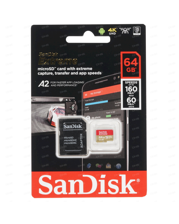 SanDisk Extreme microSDXC 64GB карта памяти (SDSQXA2-064G-GN6MA)