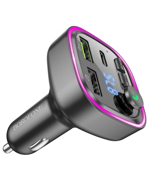 Borofone Трансмиттер FM BC48 Broad MP3, Bluetooth - 2xUSB + Type C - QC 3.0 18W черный (повреждена упаковка)