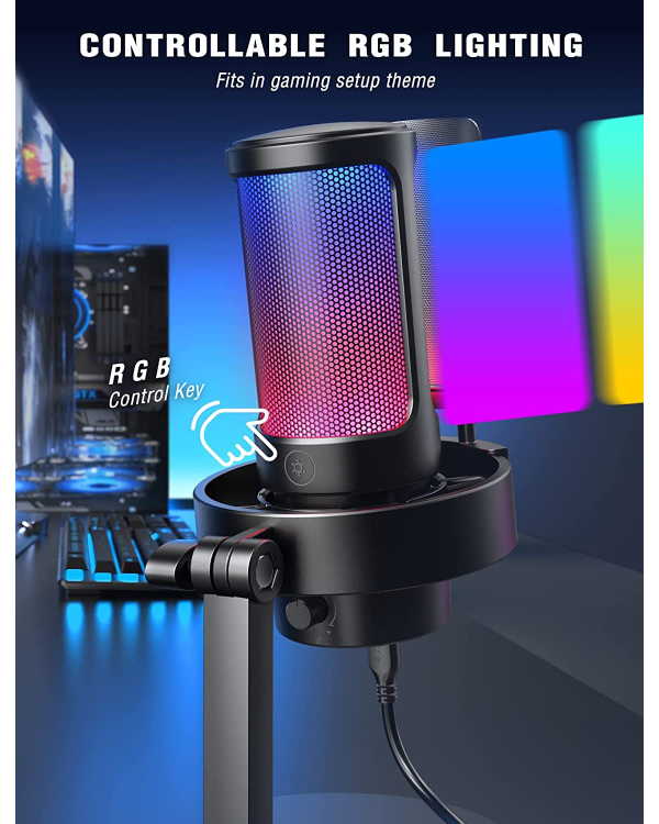 Микрофон Fifine Amplifire A8 RGB для игр | подкасты | потоки | штатив | черный