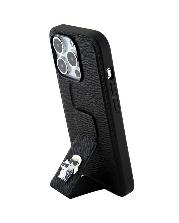Karl Lagerfeld KLHCP13LGSAKCPK iPhone 13 Pro | 13 6.1" черный жесткий чехол Gripstand Saffiano Karl&Choupette Булавки