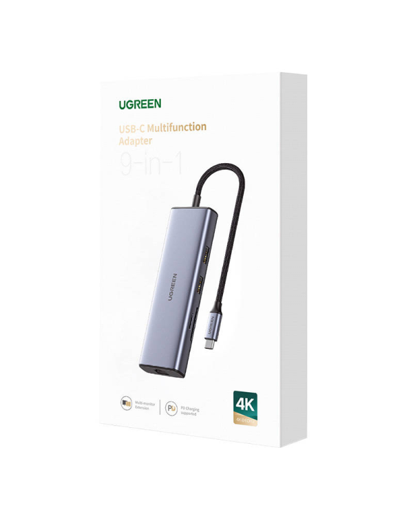 UGREEN 9-in-1 CM490 Hub USB-C, 2x USB-A 3.0, USB-A 2.0, 2x HDMI 4K|60Hz, SD|TF, RJ45 Adapter