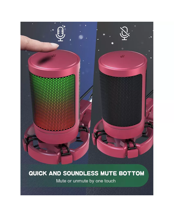 Микрофон Fifine AmpliGame A6V RGB для игр | подкасты | потоки | штатив | красный