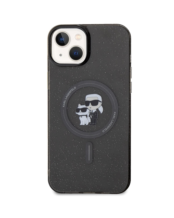 Karl Lagerfeld KLHMP15SHGKCNOK iPhone 15 6.1" czarny|black hardcase Karl&Choupette Glitter MagSafe