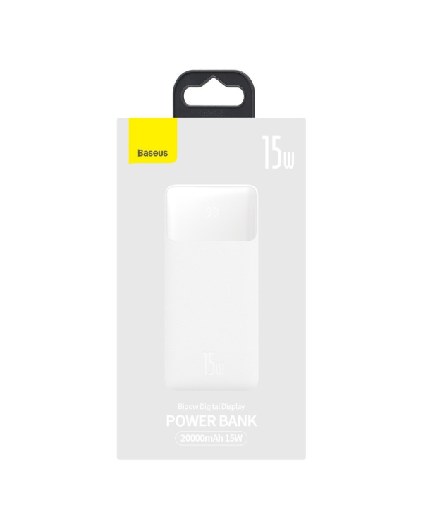 Повербанк Baseus PPDML-J02 Bipow 20000mAh 20W / 2x USB / USB Type C / micro USB / белый