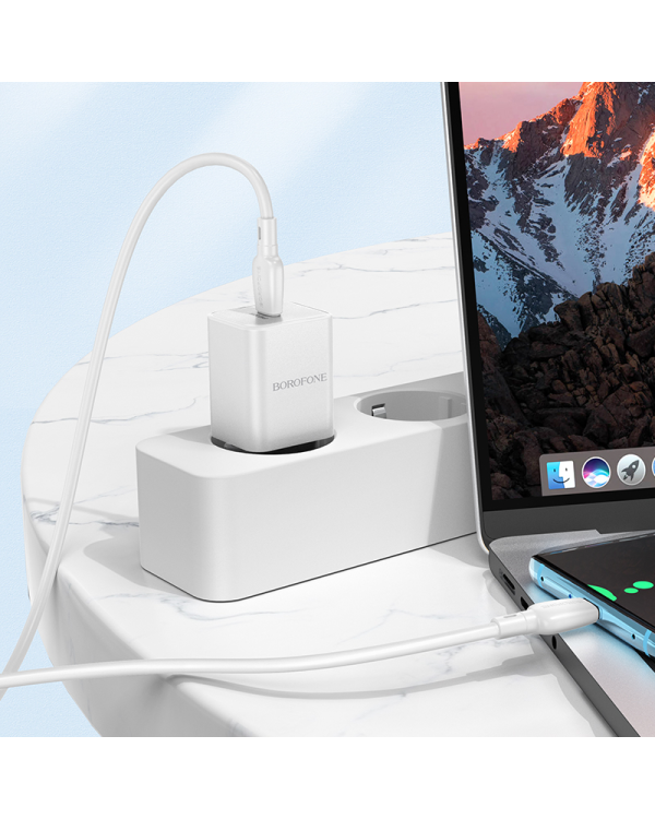 Borofone Wall charger BN13 Safety - Type C - PD 30W with Type C to Type C cable white