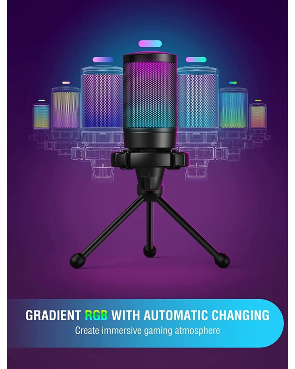 Микрофон Fifine AmpliGame A6V RGB для игр | подкасты | потоки | штатив | черный