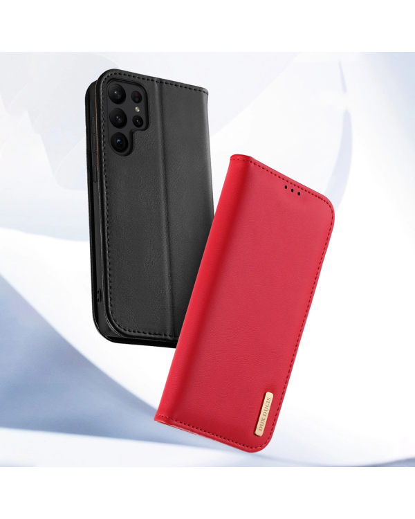 Dux Ducis Hivo case Samsung Galaxy S23+ flip cover wallet stand RFID blocking brown