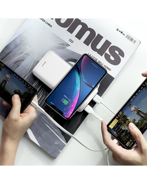 Baseus M36 Портативный аккумулятор 10000 mAh / Wireless Qi / 2 x USB Белый