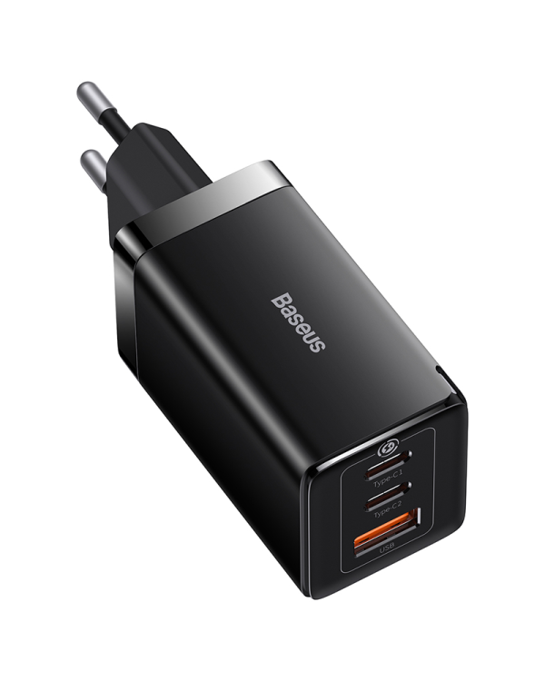 Настенное зарядное устройство Baseus GaN5 Pro 2xUSB-C + USB, 65 Вт (черный)