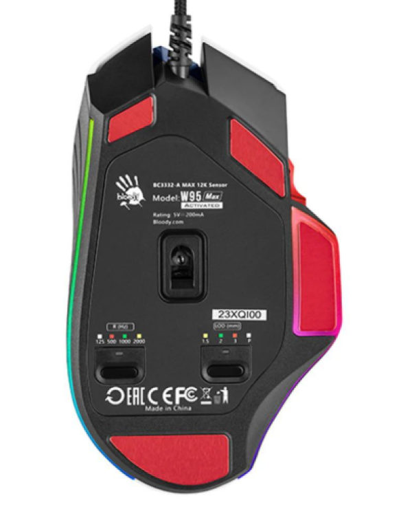 Проводная игровая мышь A4TECH Bloody W95 Max | RGB | 8 кнопок |12000CPI | белый с синим