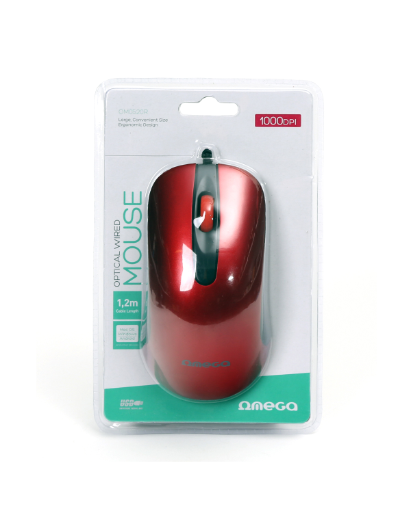 Компьютерная мышь Omega OM0520R | 1000 DPI | USB | красная
