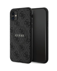 Guess GUHMN61G4GFRK iPhone 11 6.1" | Xr black|black hardcase 4G Collection Leather Metal Logo MagSafe