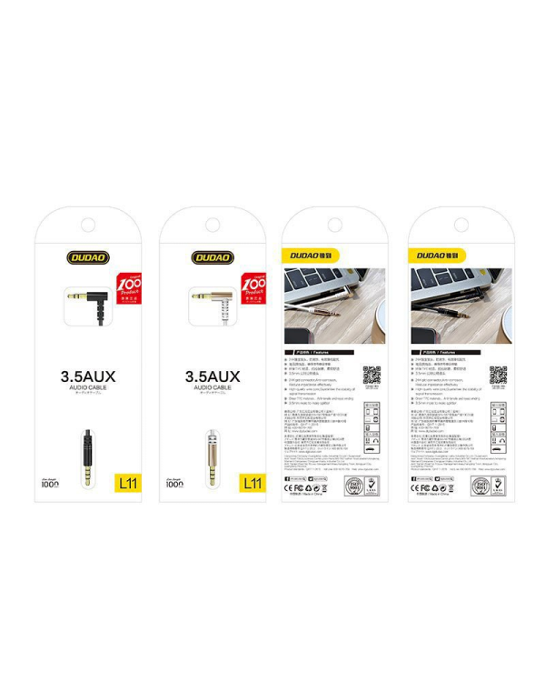 Dudao angled cable AUX mini jack 3.5mm 1m cable white (L11 white)