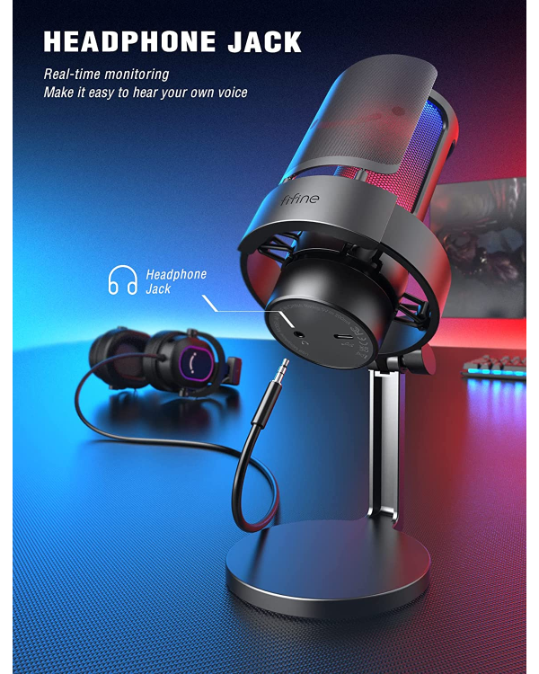 Микрофон Fifine Amplifire A8 RGB для игр | подкасты | потоки | штатив | черный