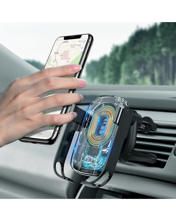 Baseus inAuto WXHW01-B01 Держатель для устройств 10W / QI / 2A /  Sensor черный